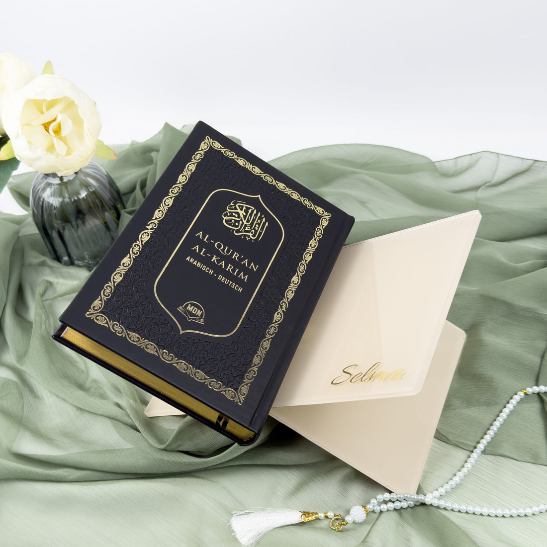 Personalisierter Koranhalter in Beige – Ein aufmerksames Geschenk für jedes islamische Ereignis | Ramadan, Eid, Umrah, Hadsch, muslimisches Hochzeitsgeschenk