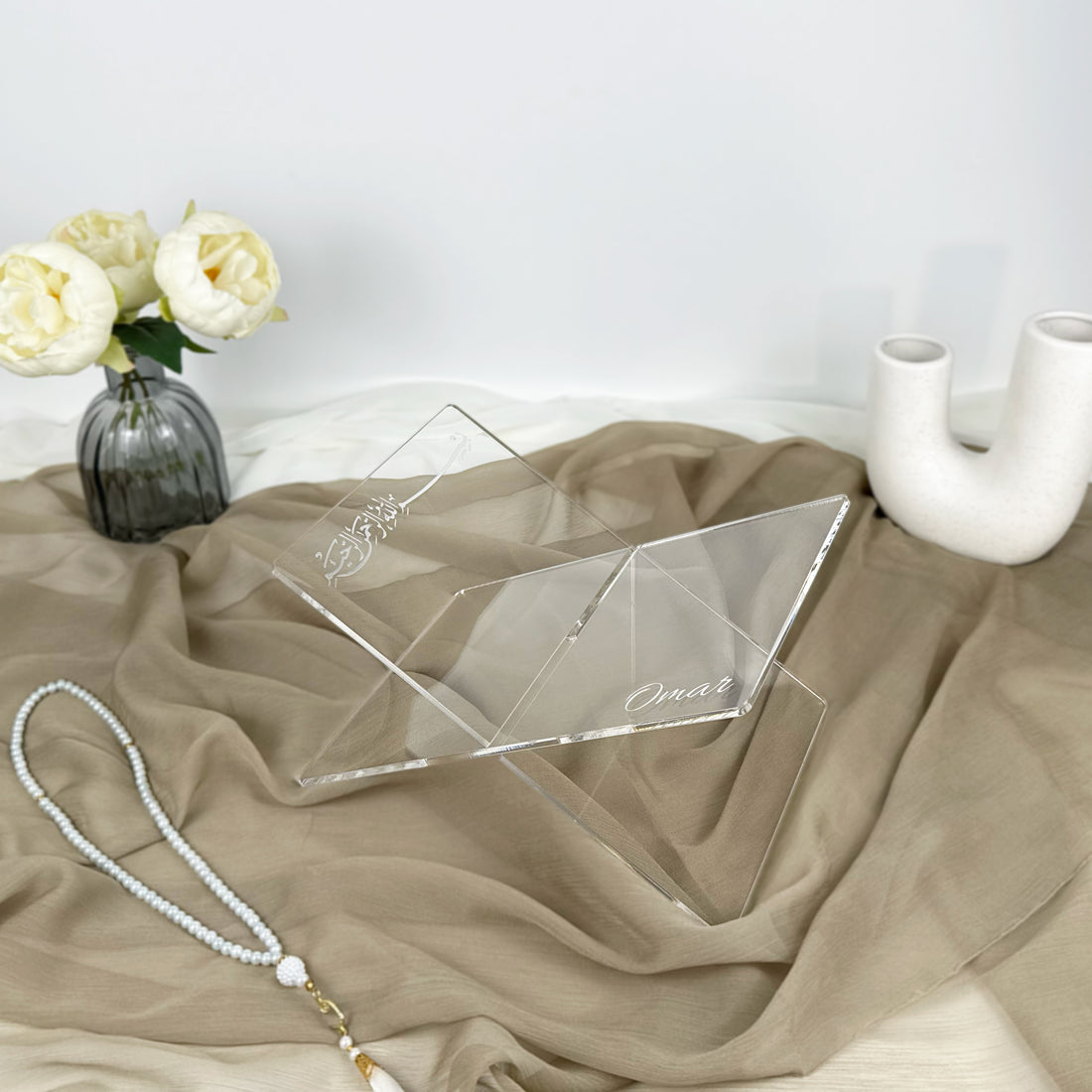 Personalisierter transparenter Koranhalter – Ein aufmerksames Geschenk für jedes islamische Ereignis | Ramadan, Eid, Umrah, Hadsch, muslimisches Hochzeitsgeschenk