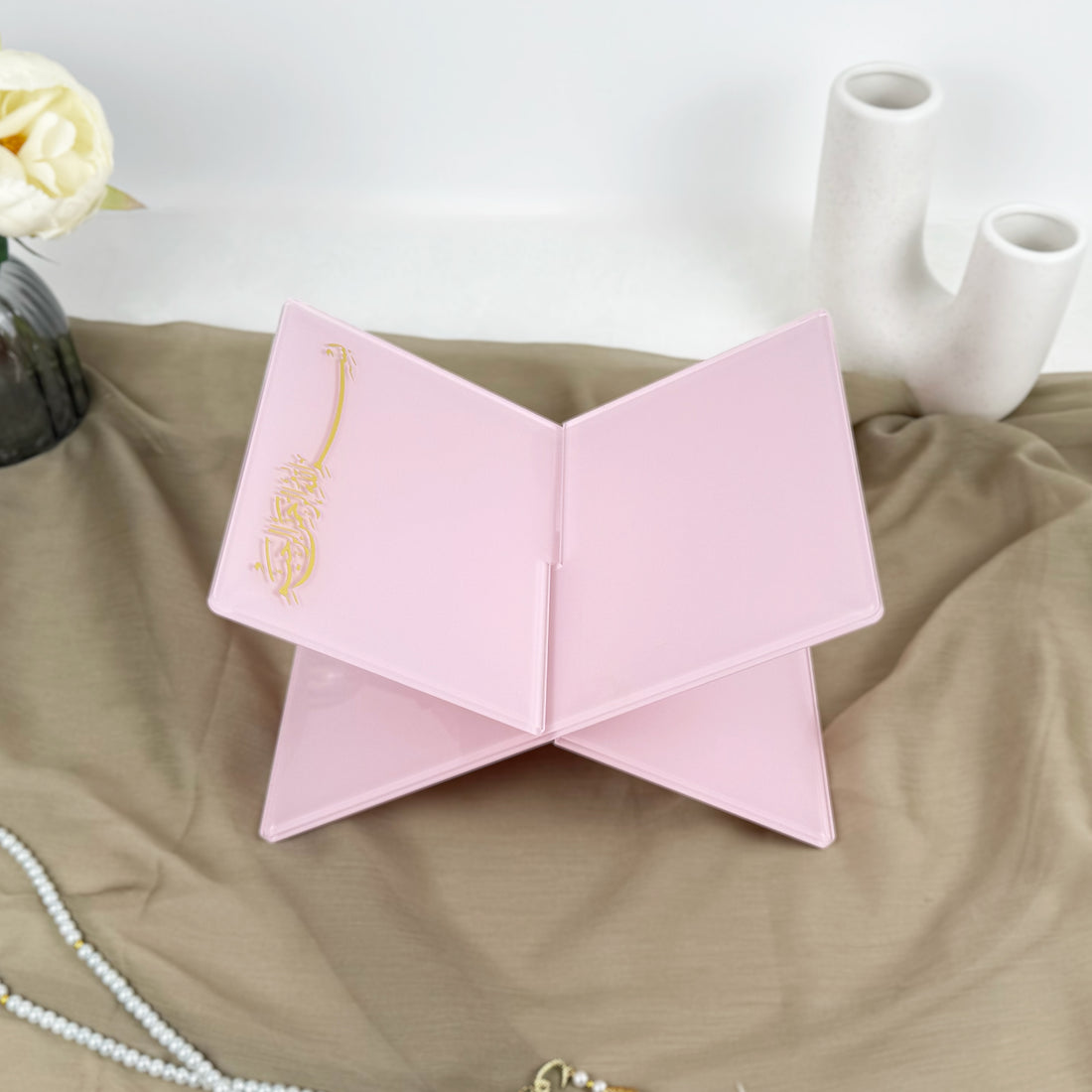 Personalisierter Koranhalter in Rosa – Ein aufmerksames Geschenk für jedes islamische Ereignis | Ramadan, Eid, Umrah, Hadsch, muslimisches Hochzeitsgeschenk