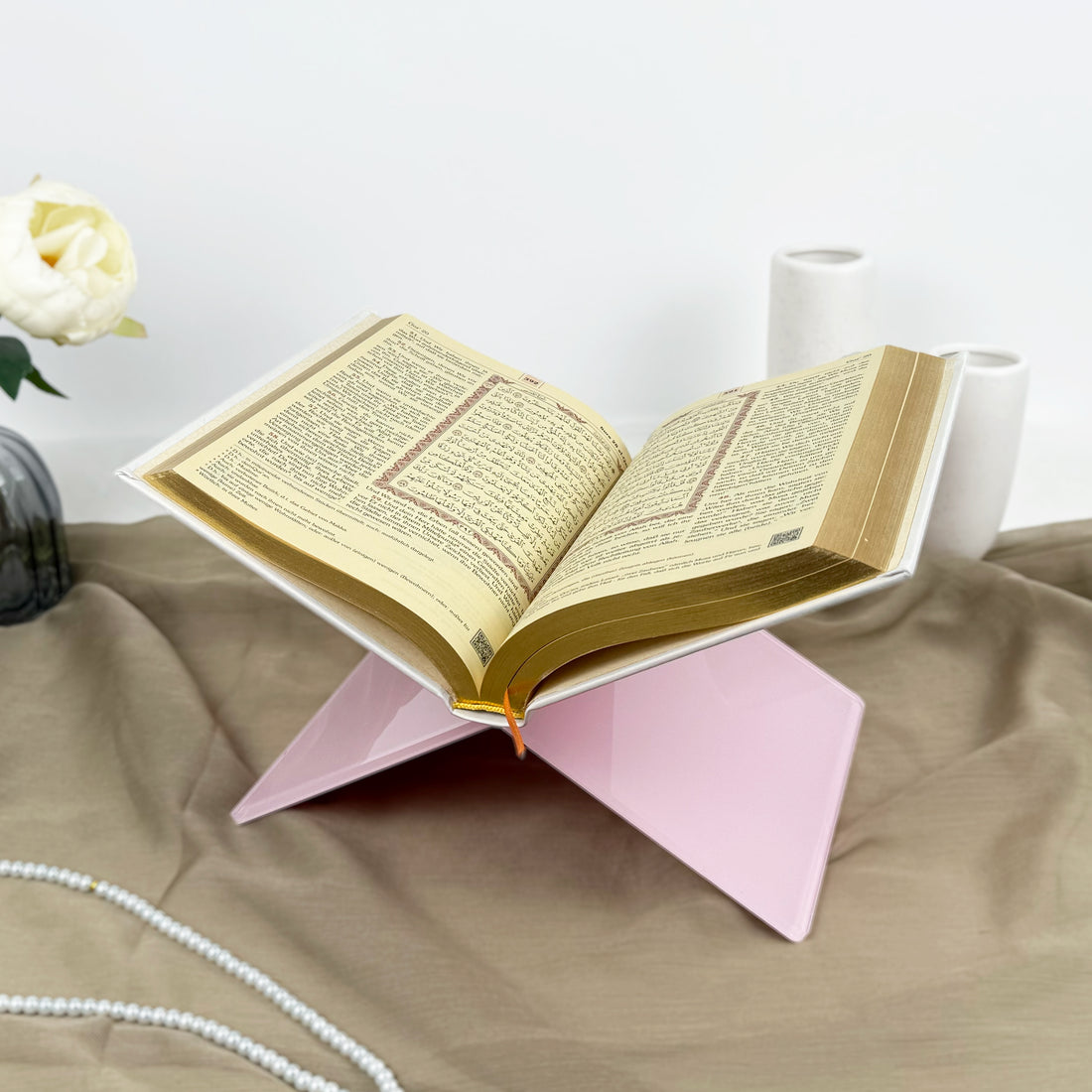 Personalisierter Koranhalter in Rosa – Ein aufmerksames Geschenk für jedes islamische Ereignis | Ramadan, Eid, Umrah, Hadsch, muslimisches Hochzeitsgeschenk