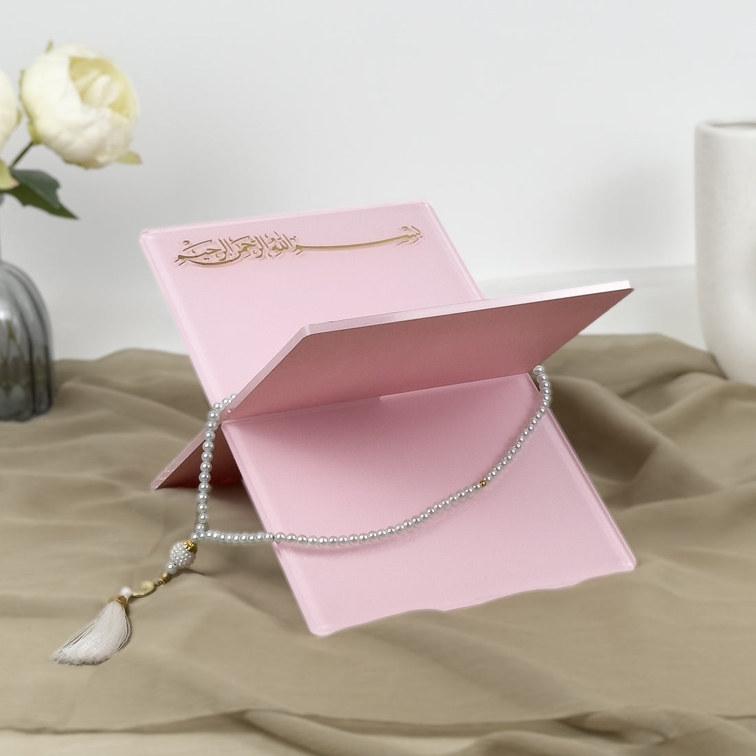 Personalisierter Koranhalter in Rosa – Ein aufmerksames Geschenk für jedes islamische Ereignis | Ramadan, Eid, Umrah, Hadsch, muslimisches Hochzeitsgeschenk