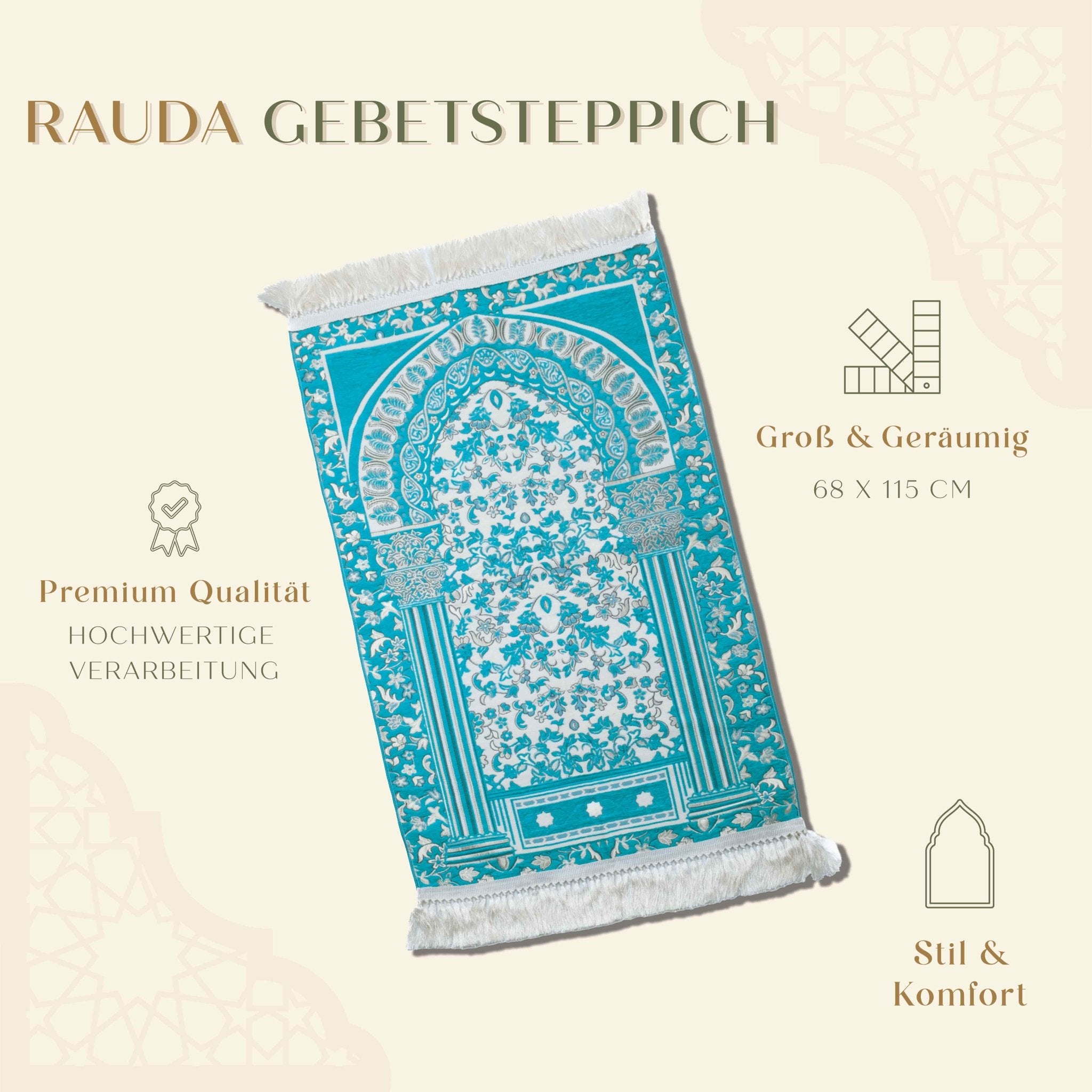 Al Rawdah Premium Heavy Prayer Mat | Luxus Floral Sejadah | Ultra - Soft Velvet Feel - The Art of Deen