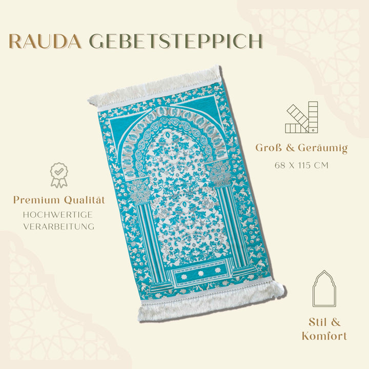 Al Rawdah Premium Heavy Prayer Mat | Luxus Floral Sejadah | Ultra - Soft Velvet Feel - The Art of Deen