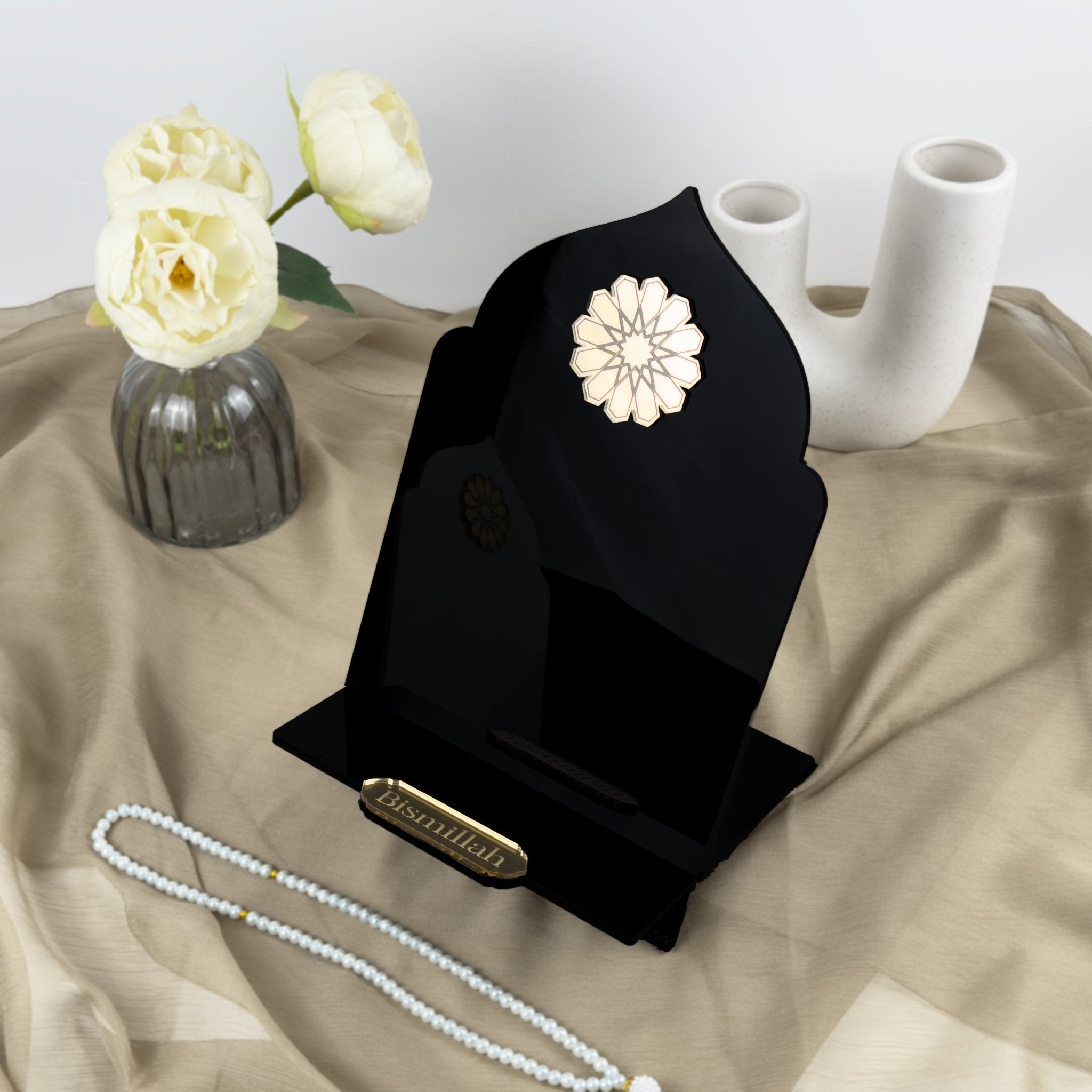 Black Vertical Quran Holder – Elegant Acrylic Stand for Muslim Gifts & Home Décor - The Art of Deen