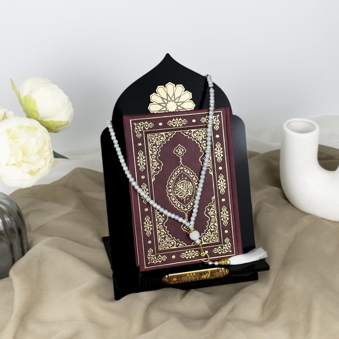 koran aufbewahrung Schwarzer Vertikaler Koranhalter | Acryl Islamischer Ständer