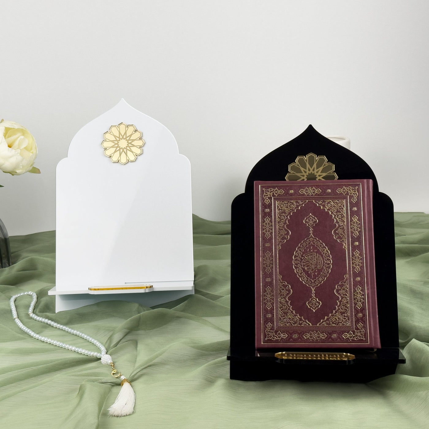 koran aufbewahrung Schwarzer Vertikaler Koranhalter | Acryl Islamischer Ständer