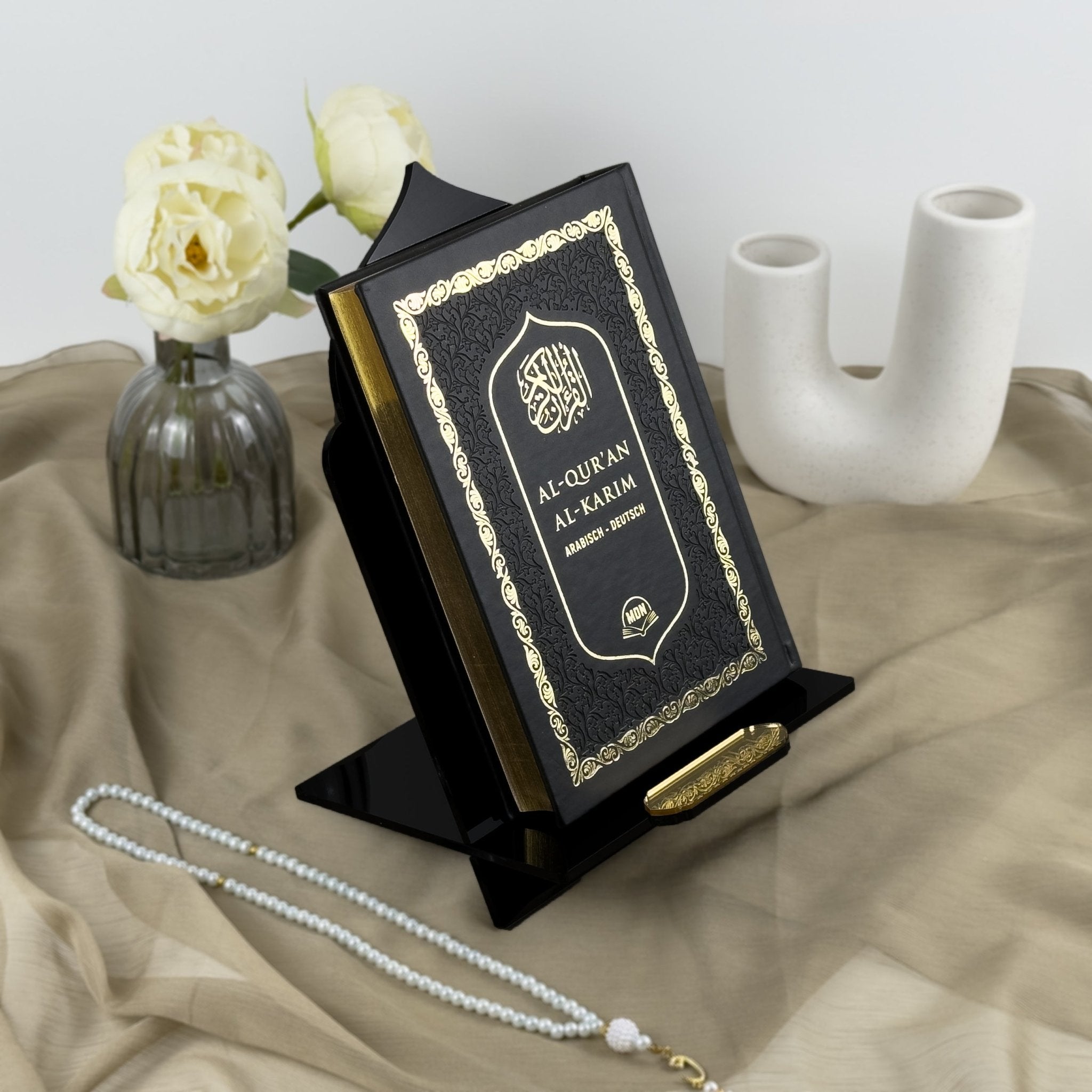 Black Vertical Quran Holder – Elegant Acrylic Stand for Muslim Gifts & Home Décor - The Art of Deen