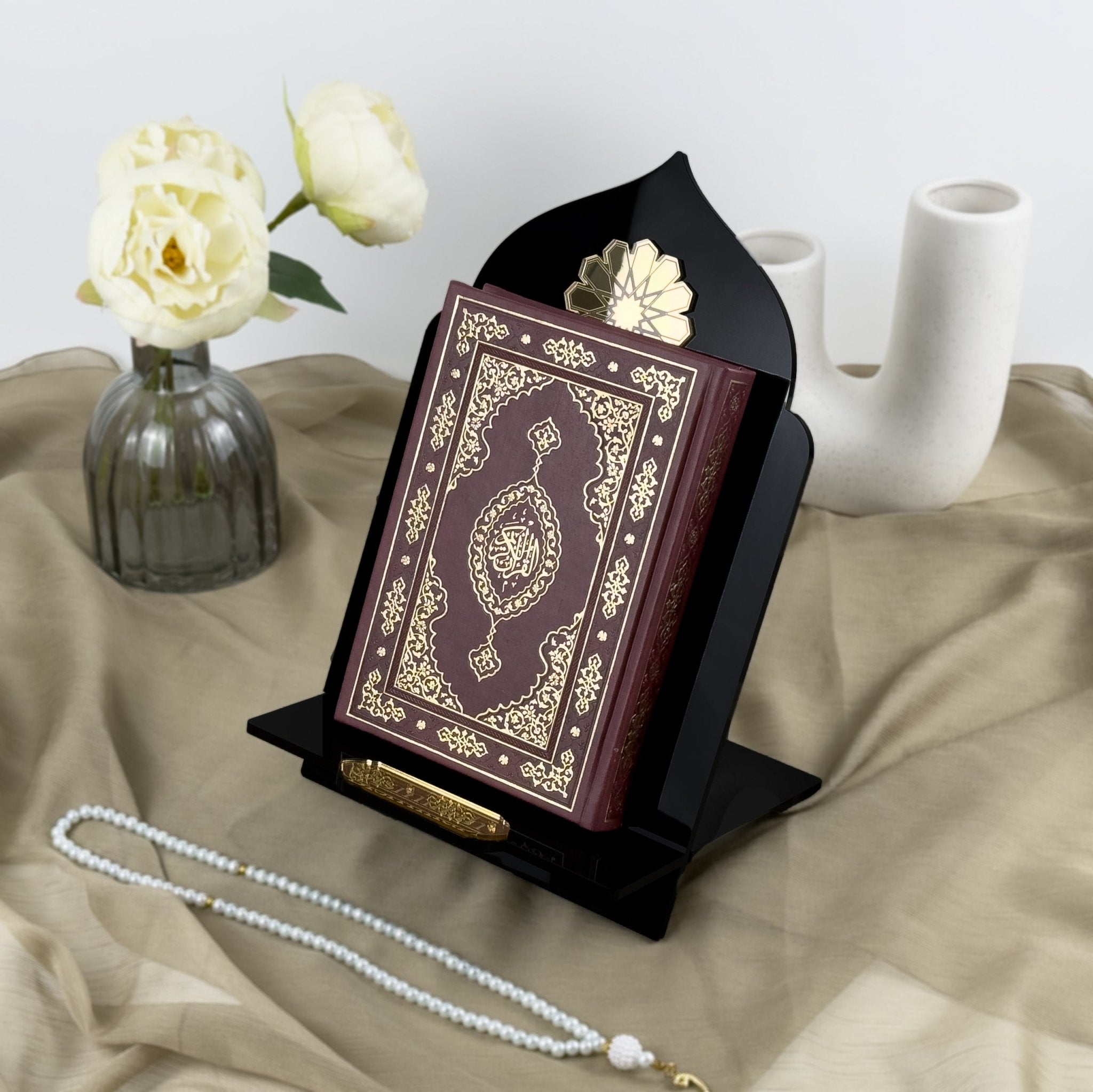 Black Vertical Quran Holder – Elegant Acrylic Stand for Muslim Gifts & Home Décor - The Art of Deen