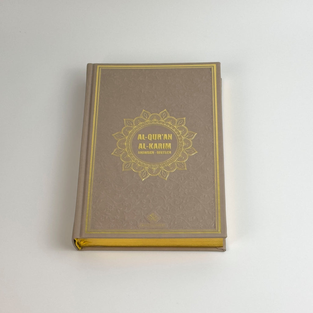 Dunkelbeige Quran Deutsch Arabisch – Extra Dicke Bubenheim Edition, QR - Code, Frank Bubenheim | Hardcover, Goldschnitt Prägung - The Art of Deen