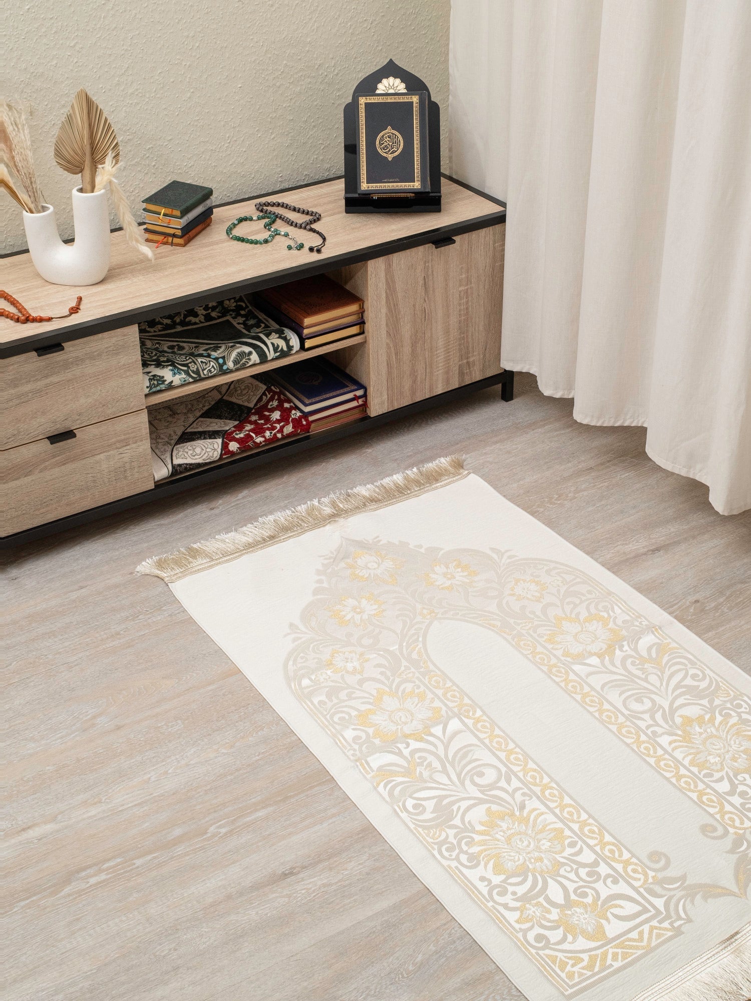 Gory Majestic Bloom Prayer Mat | Jacquard - Woven Soft Acrylic Blend | Elegant Floral Arch Design - The Art of Deen