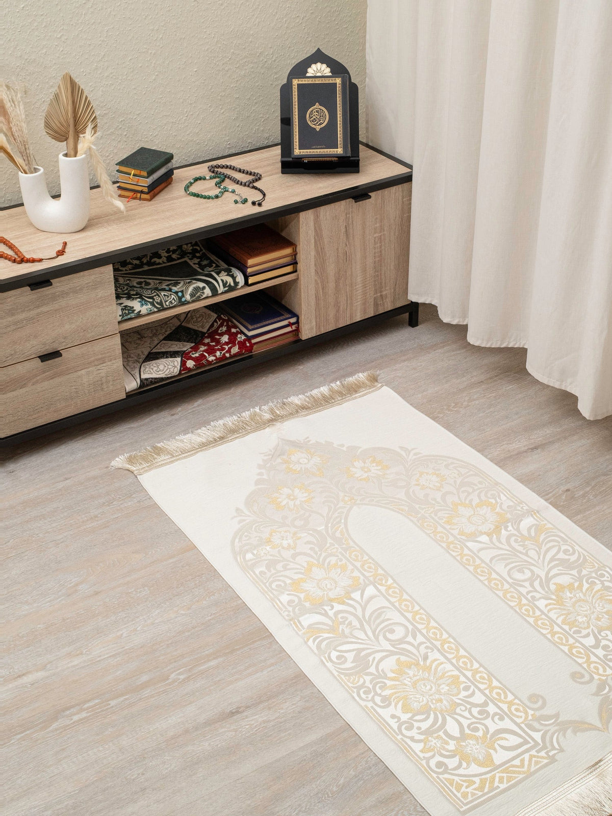 Gory Majestic Bloom Prayer Mat | Jacquard - Woven Soft Acrylic Blend | Elegant Floral Arch Design - The Art of Deen