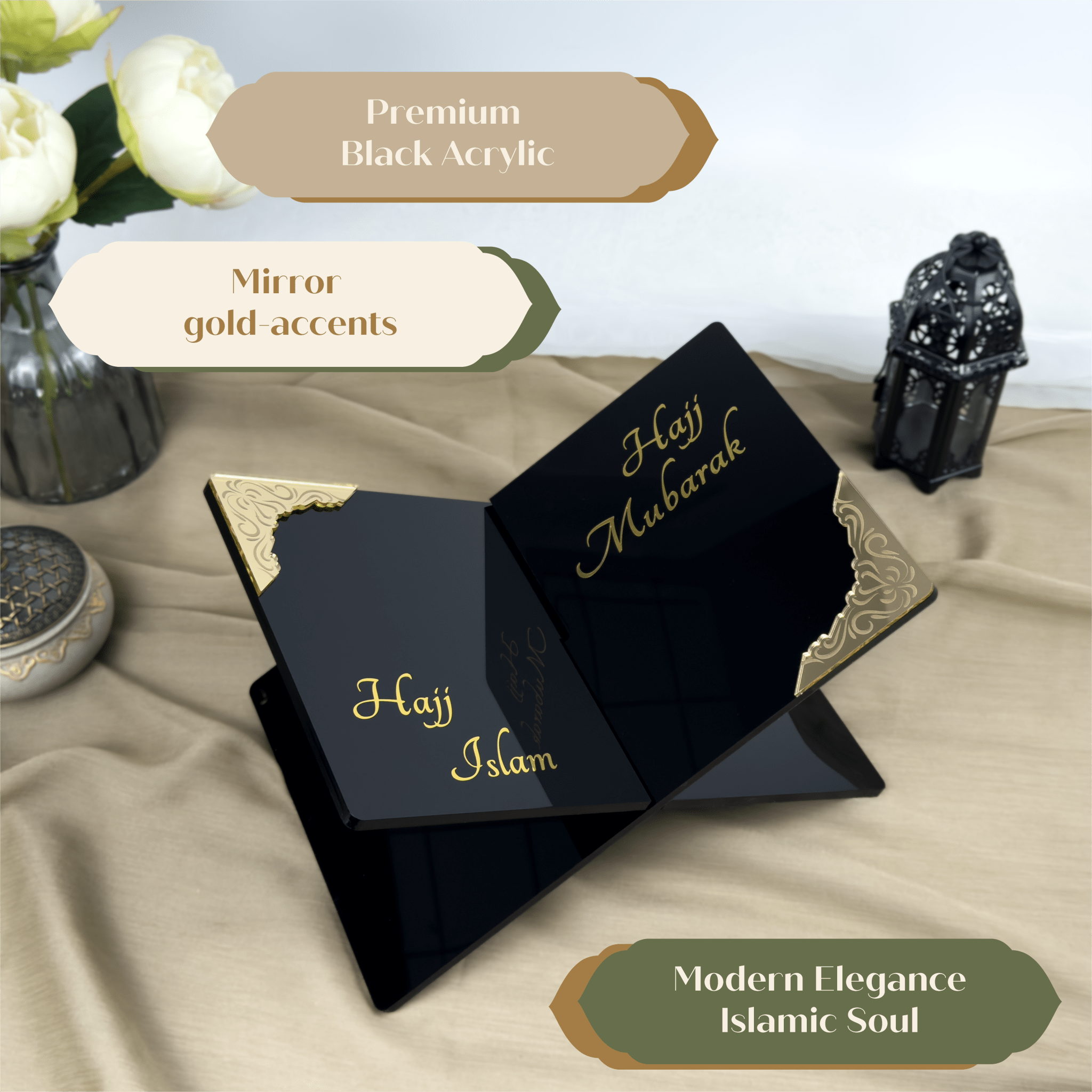 Hajj Mubarak Quran Holder Gift – Quran Holder Gift Personalized with Name Hajj Especial Edition, Hajj Mubarak Present - The Art of Deen