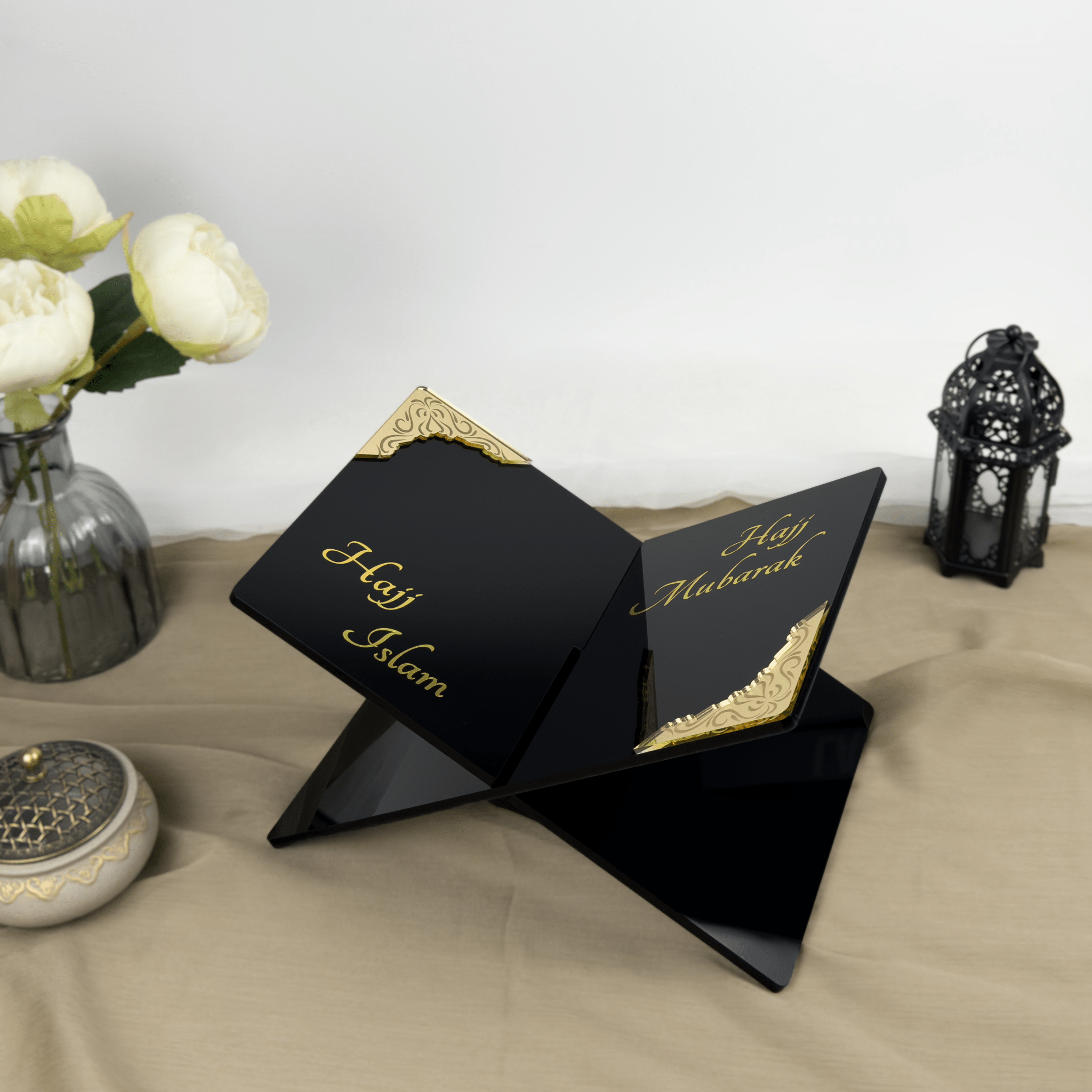Hajj Mubarak Quran Holder Gift – Quran Holder Gift Personalized with Name Hajj Especial Edition, Hajj Mubarak Present - The Art of Deen