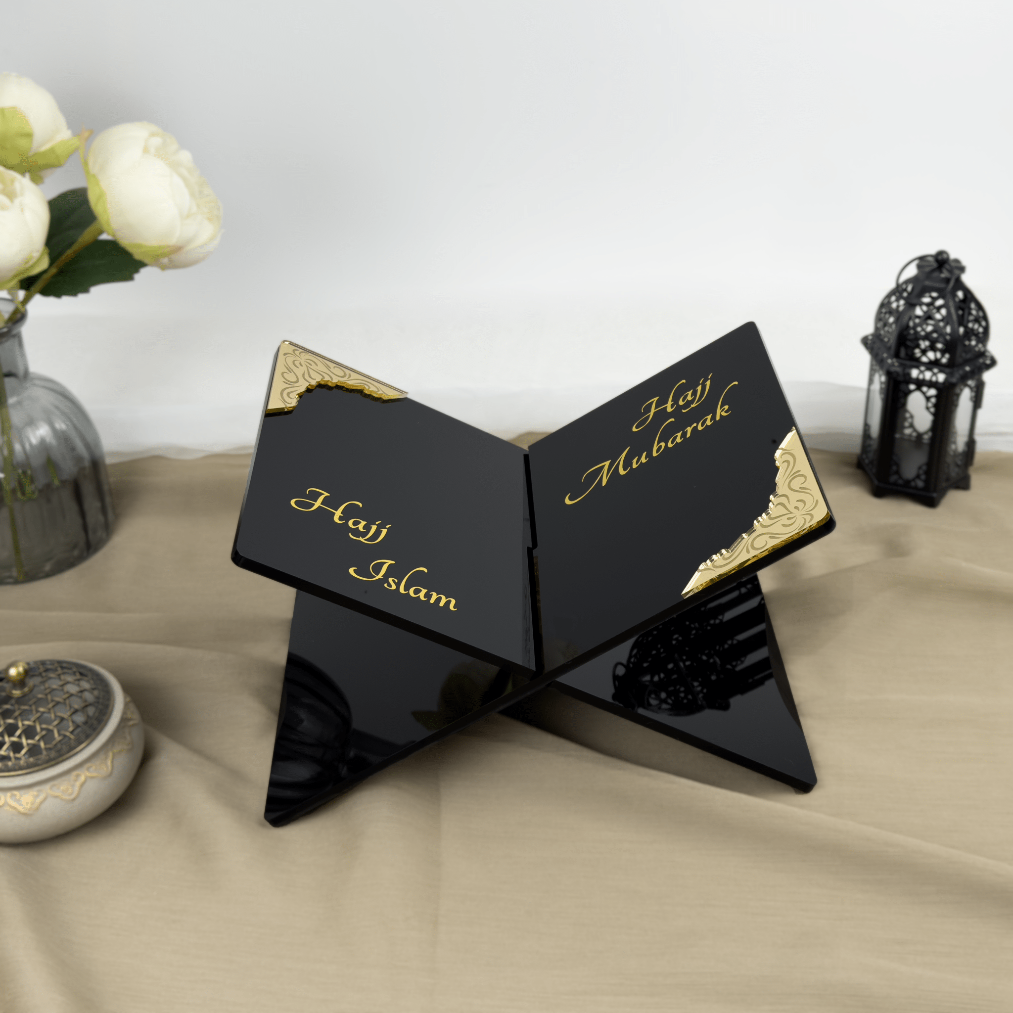 Hajj Mubarak Quran Holder Gift – Quran Holder Gift Personalized with Name Hajj Especial Edition, Hajj Mubarak Present - The Art of Deen