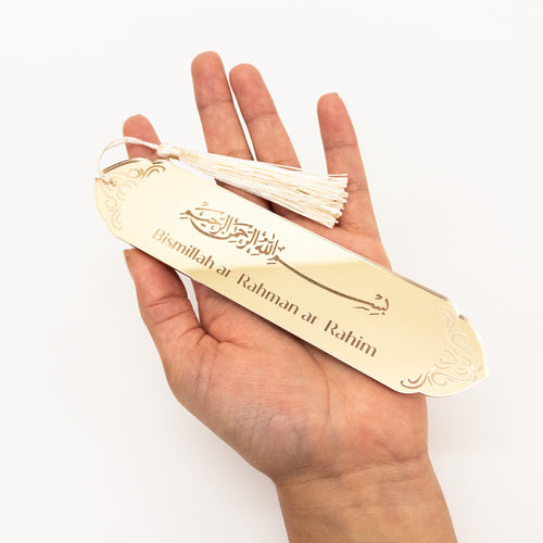 Islamic Bookmark with Bismillah & Tassel – Elegant 3mm Gold Acrylic Book Marker for Qur’an, Islamic Books & Journals - The Art of Deen