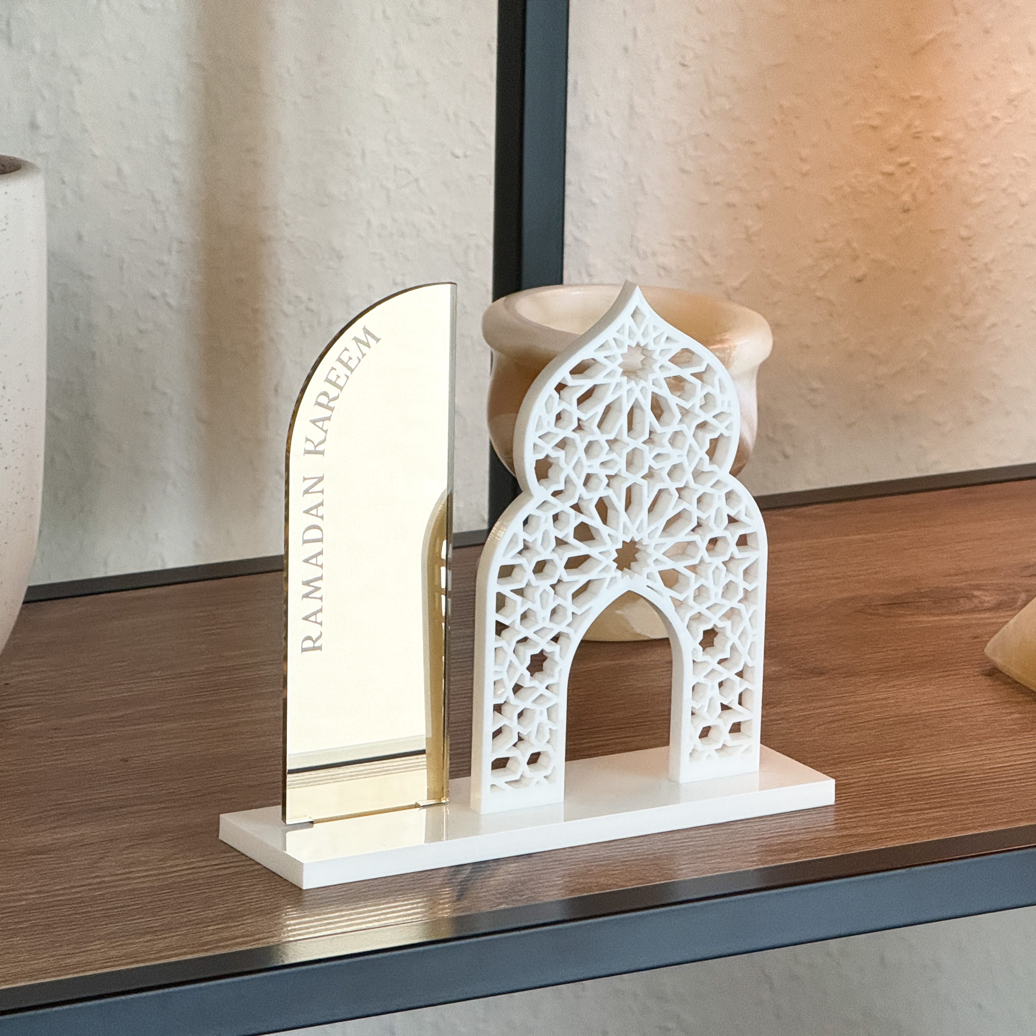 Islamic Decor 2 - in - 1 Ramadan Kareem & Allahu Akbar Gold Acrylic Sign - Mosque Decoration - The Art of Deen