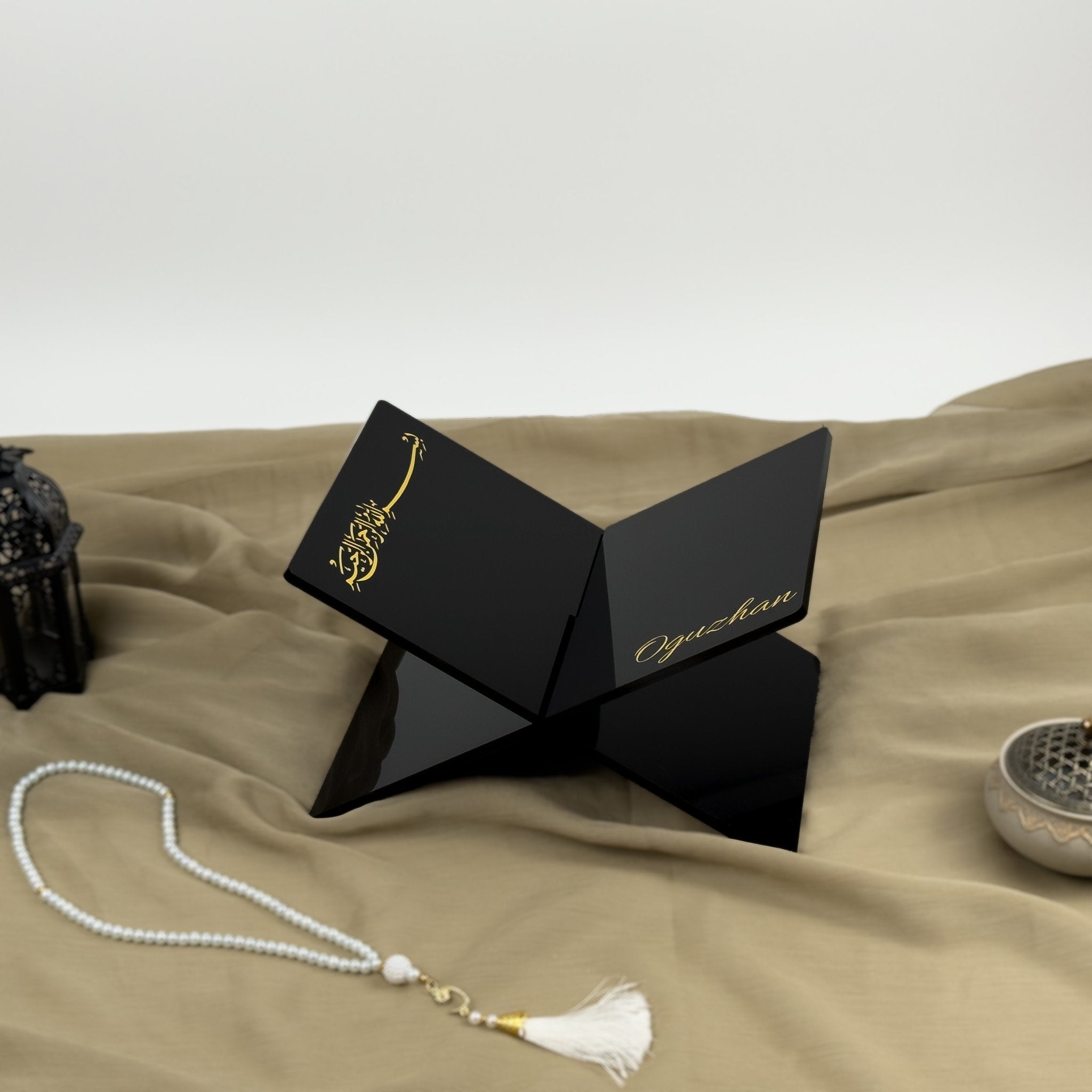 Personalized Black Quran Holder with Gift box, Islamic gift 2025 - The Art of Deen