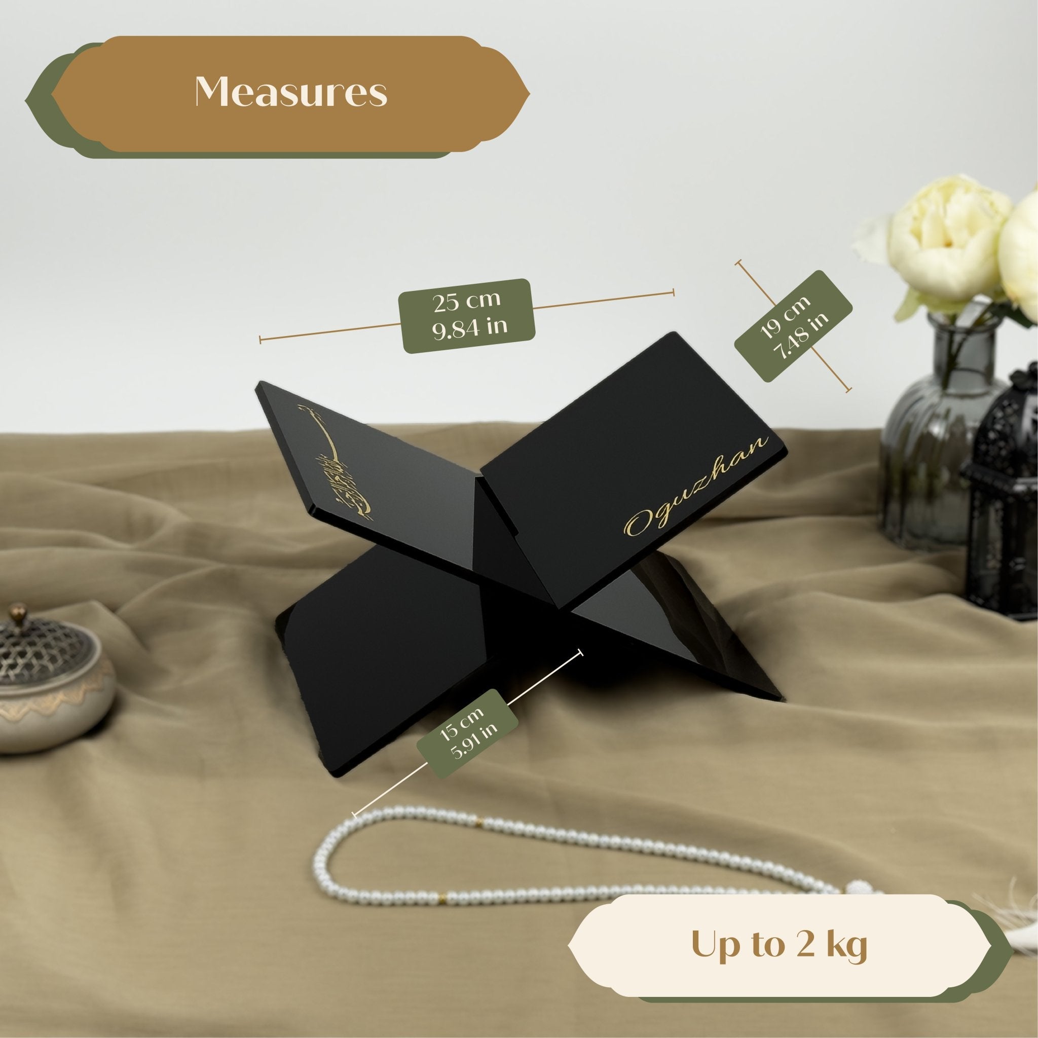 Personalized Black Quran Holder with Gift box, Islamic gift 2025 - The Art of Deen