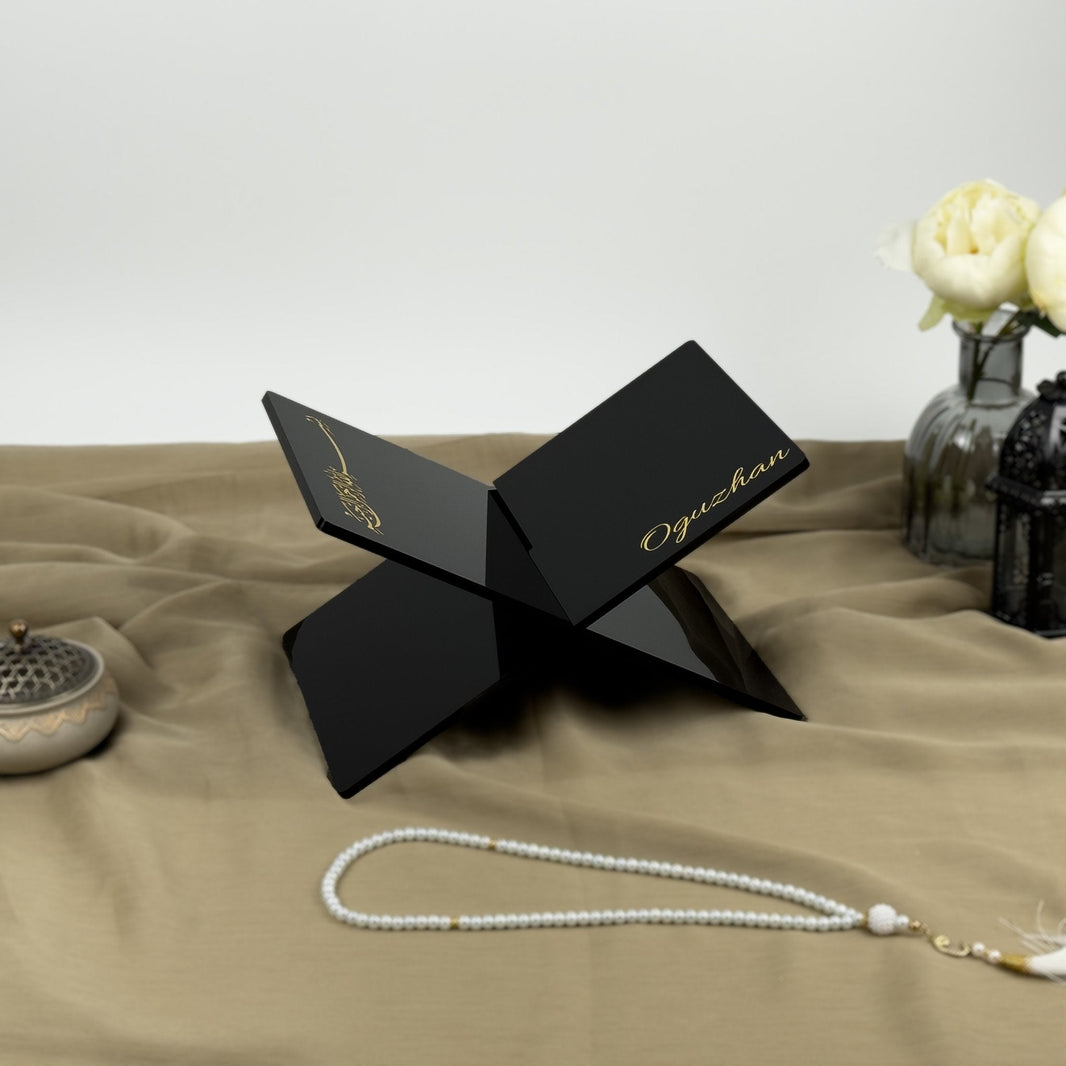 Personalized Black Quran Holder with Gift box, Islamic gift 2025 - The Art of Deen