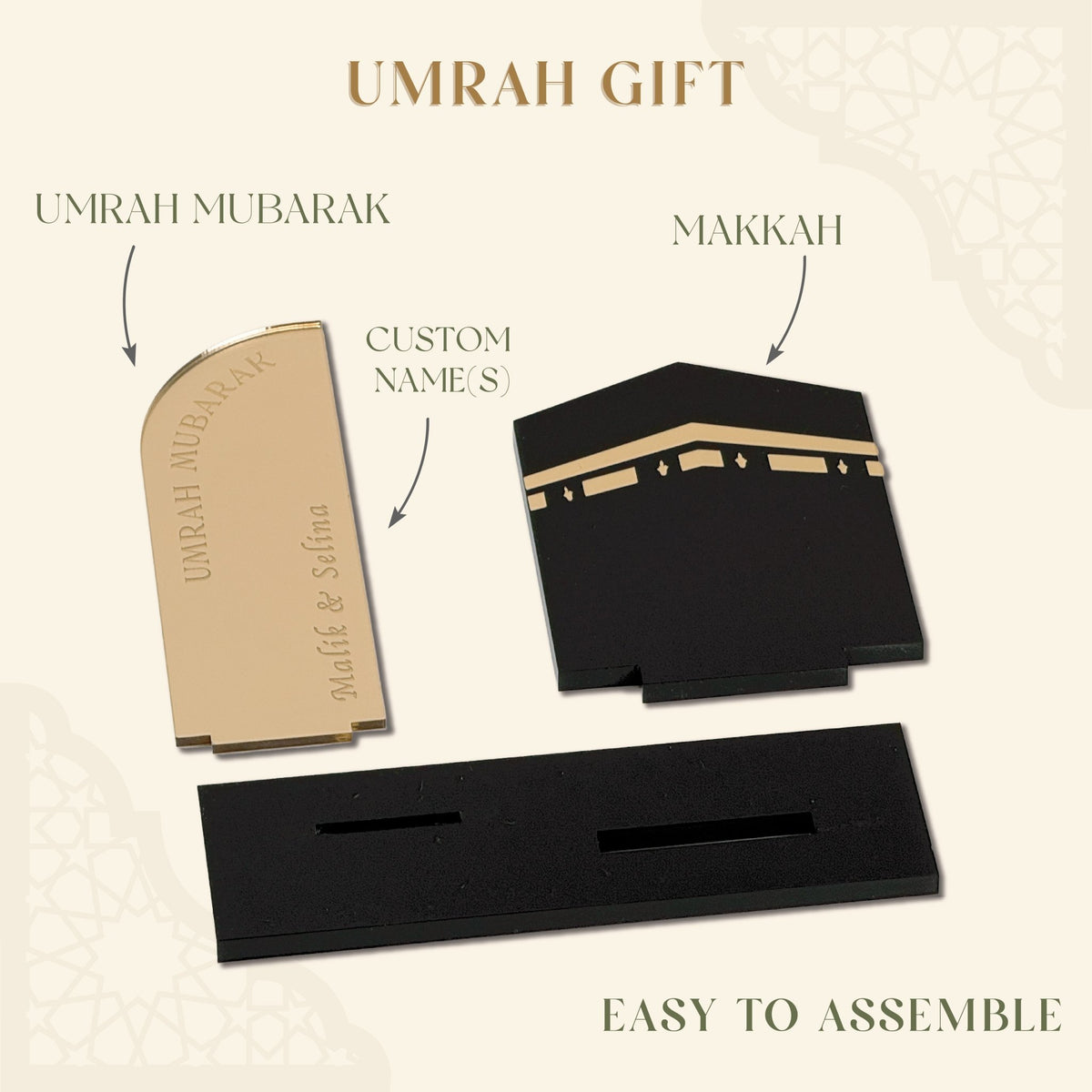 Personalized Umrah Mubarak Gift | Custom Acrylic Kaaba Decor | Mecca Pilgrimage Souvenir with Name | Islamic Home Decor | Hajj & Umrah - The Art of Deen