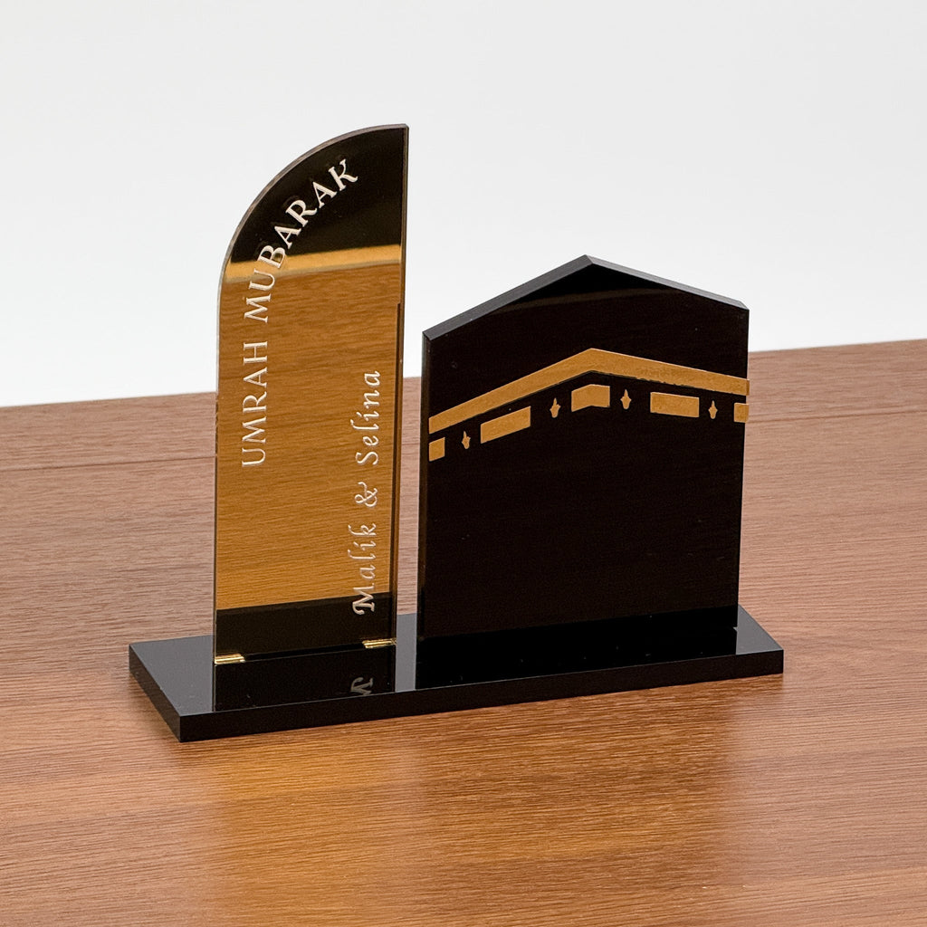 Personalized Umrah Mubarak Gift | Custom Acrylic Kaaba Decor | Mecca Pilgrimage Souvenir with Name | Islamic Home Decor | Hajj & Umrah - The Art of Deen