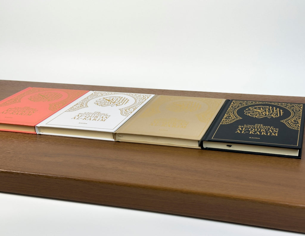 Quran Deutsch – Hardcover Rosé 21×16 cm mit Goldprägung & Leseband Rauda Verlag Koran auf Deutsch kaufen - The Art of Deen