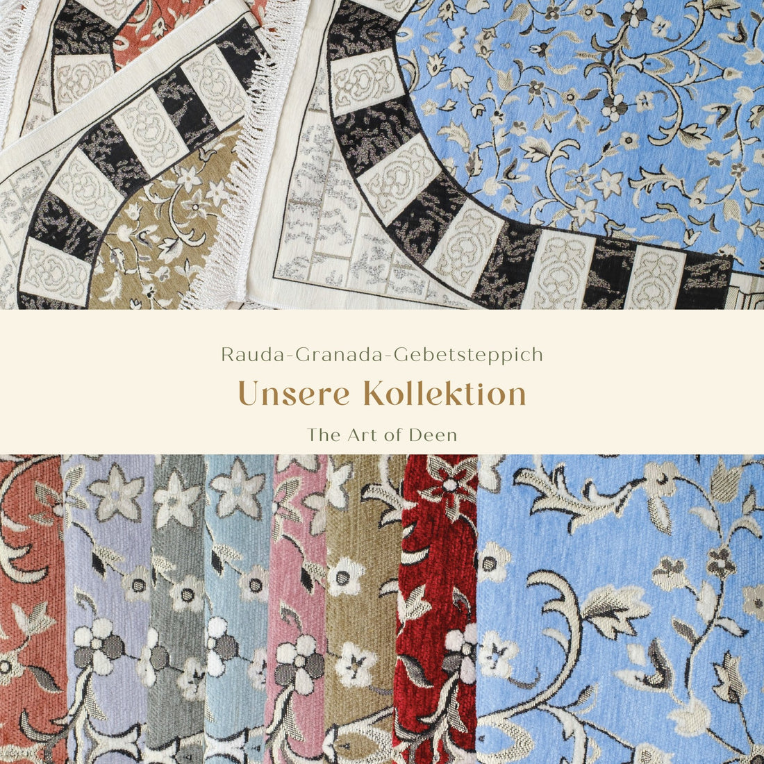 Rauda Granada Arch Prayer Mat | Soft, Lightweight Floral Arch Design | Multiple Colours Available - The Art of Deen