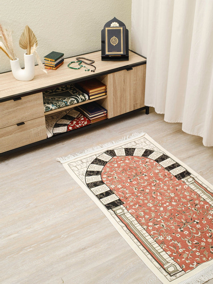 Rauda Granada Arch Prayer Mat | Soft, Lightweight Floral Arch Design | Multiple Colours Available - The Art of Deen