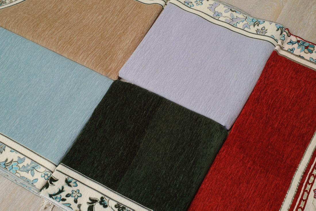 Rauda Medina Bloom Prayer Mat | Soft, Minimal Floral Border Design | Lightweight and Elegant - The Art of Deen