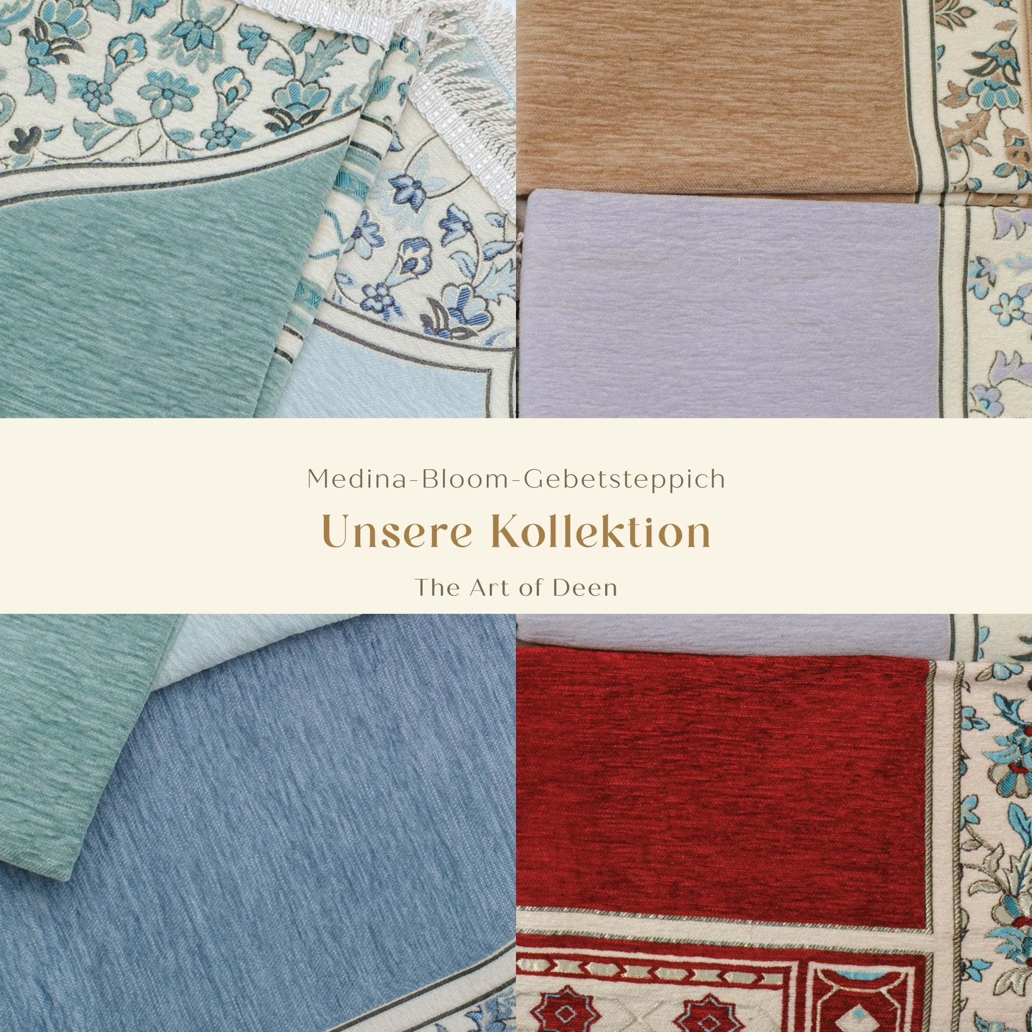 Rauda Medina Bloom Prayer Mat | Soft, Minimal Floral Border Design | Lightweight and Elegant - The Art of Deen