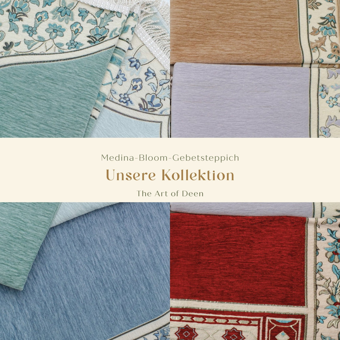 Rauda Medina Bloom Prayer Mat | Soft, Minimal Floral Border Design | Lightweight and Elegant - The Art of Deen