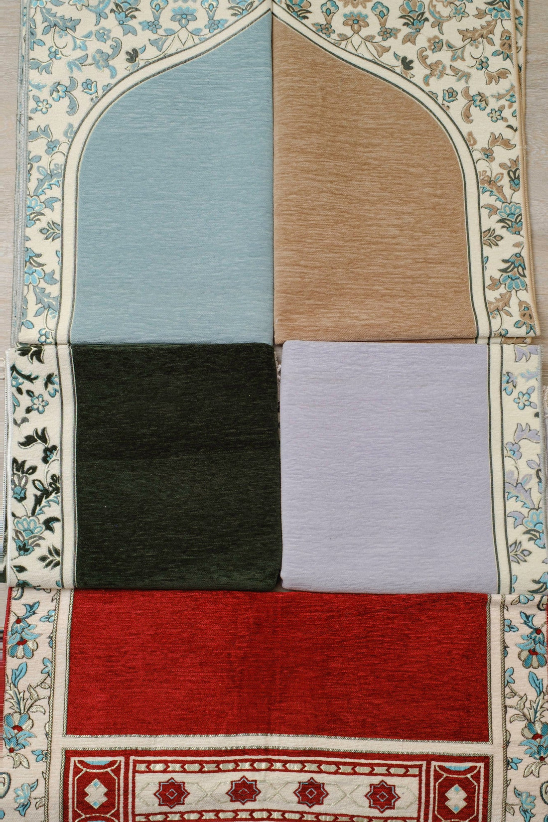 Rauda Medina Bloom Prayer Mat | Soft, Minimal Floral Border Design | Lightweight and Elegant - The Art of Deen