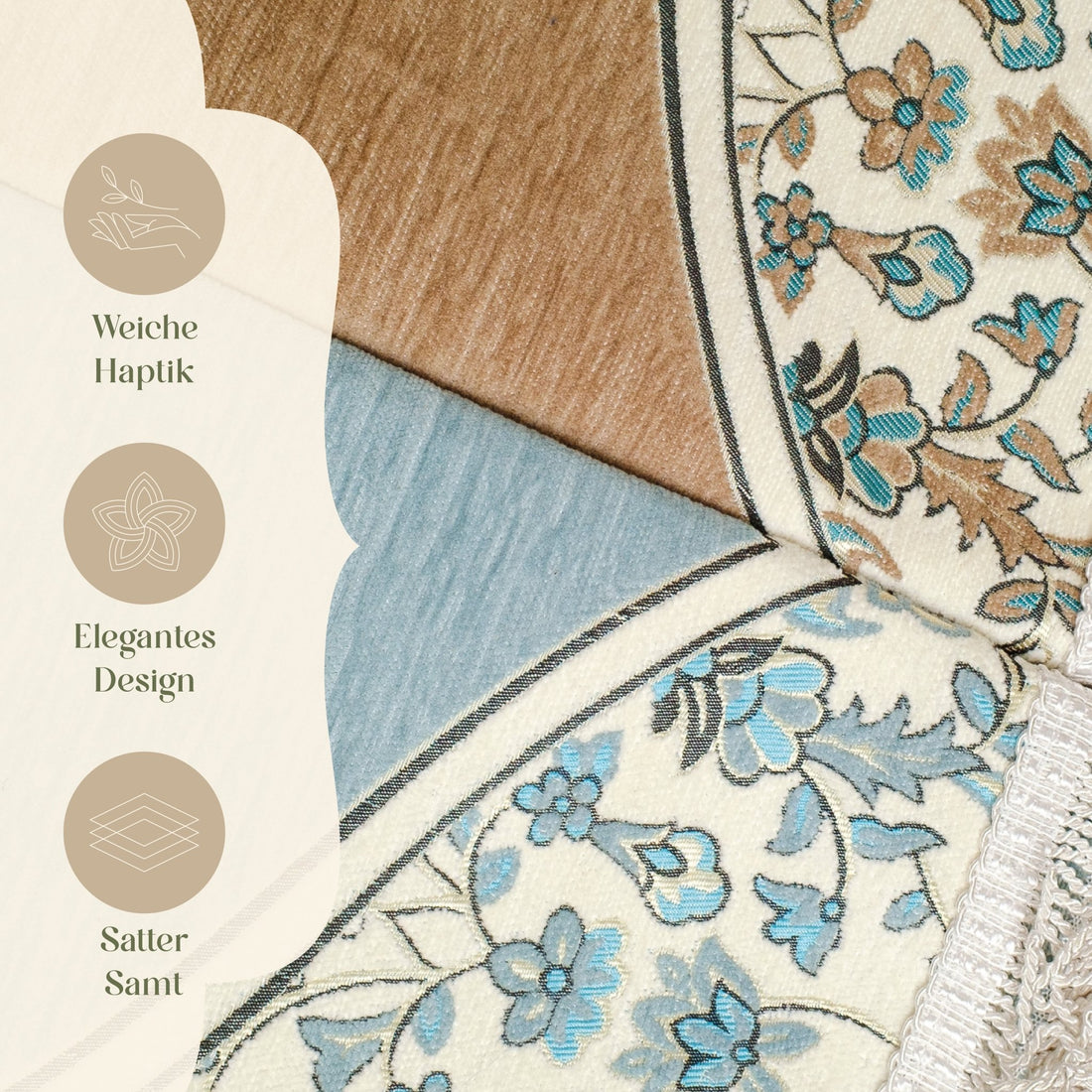 Rauda Medina Bloom Prayer Mat | Soft, Minimal Floral Border Design | Lightweight and Elegant - The Art of Deen