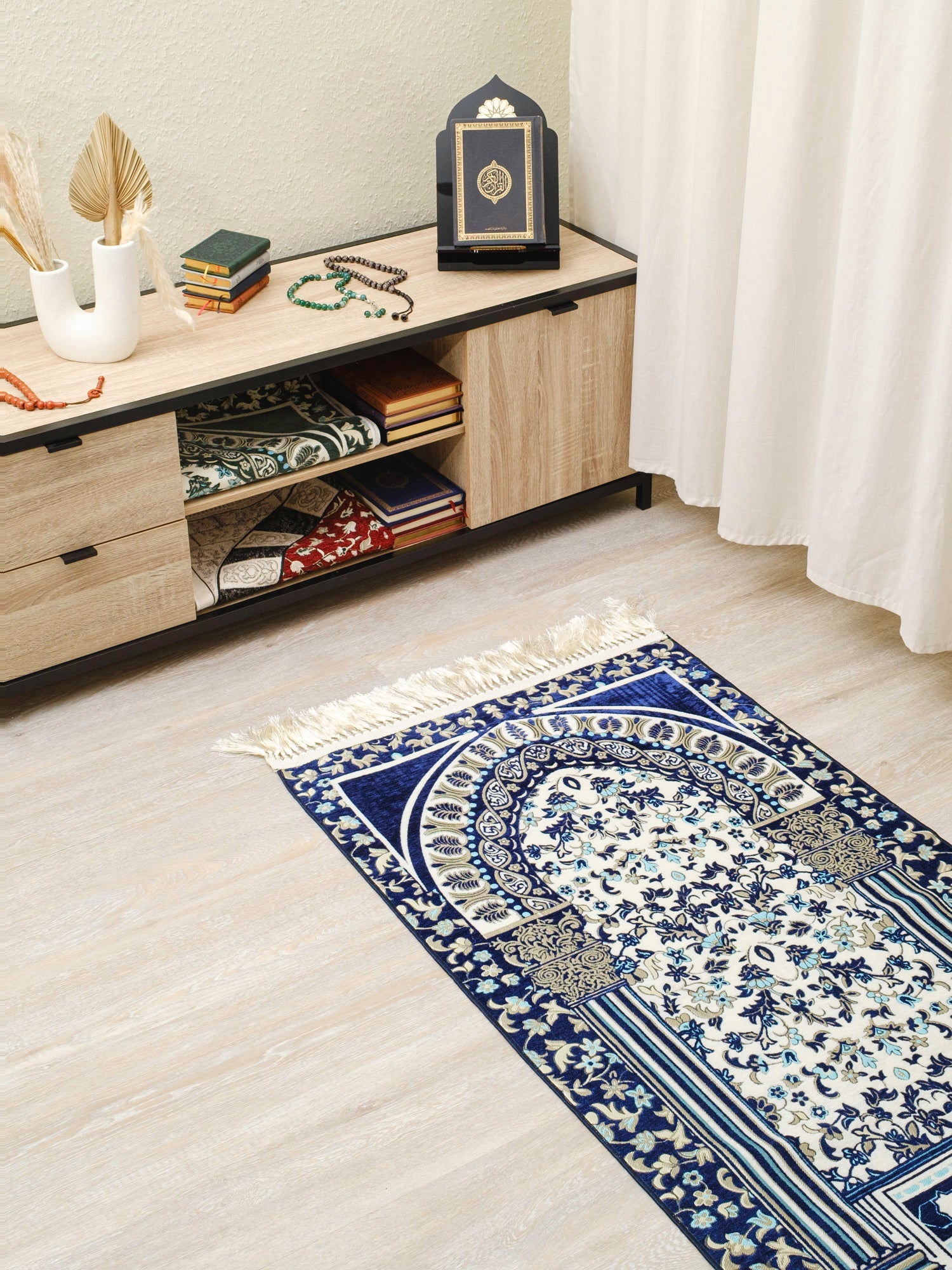 Rauda Premium Heavy Prayer Mat | High - Density Floral Sejadah | Ultra - Soft Velvet Feel - The Art of Deen