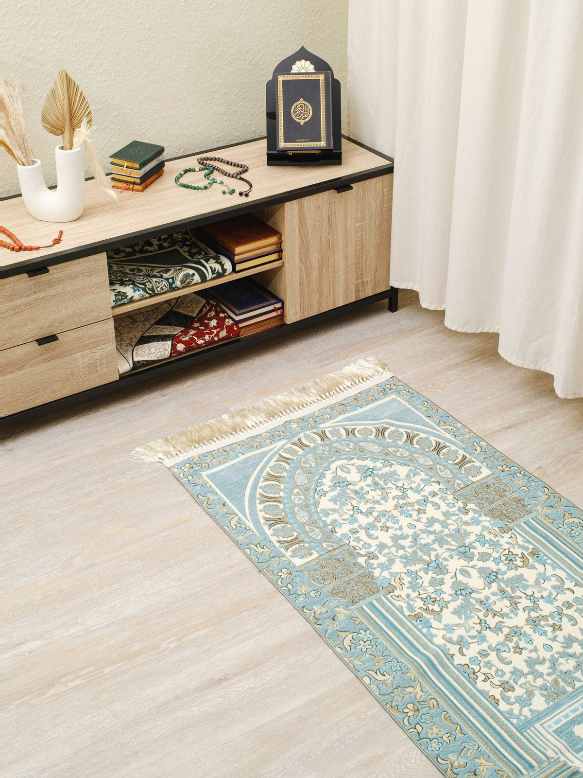 Rauda Premium Heavy Prayer Mat | High - Density Floral Sejadah | Ultra - Soft Velvet Feel - The Art of Deen