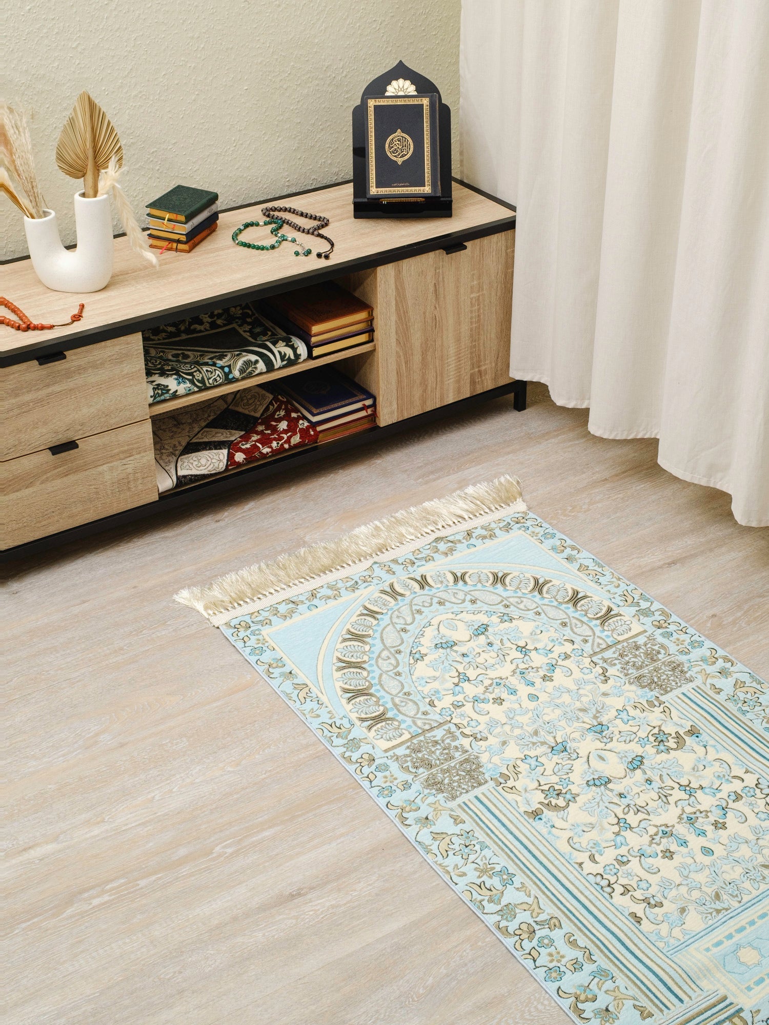 Rauda Premium Heavy Prayer Mat | High - Density Floral Sejadah | Ultra - Soft Velvet Feel - The Art of Deen