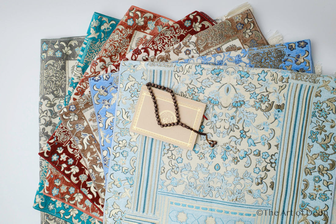 Rauda Premium Heavy Prayer Mat | High - Density Floral Sejadah | Ultra - Soft Velvet Feel - The Art of Deen