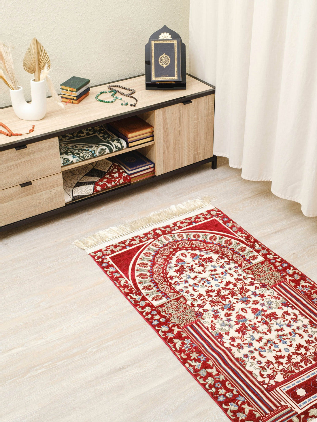 Rauda Premium Heavy Prayer Mat | High - Density Floral Sejadah | Ultra - Soft Velvet Feel - The Art of Deen