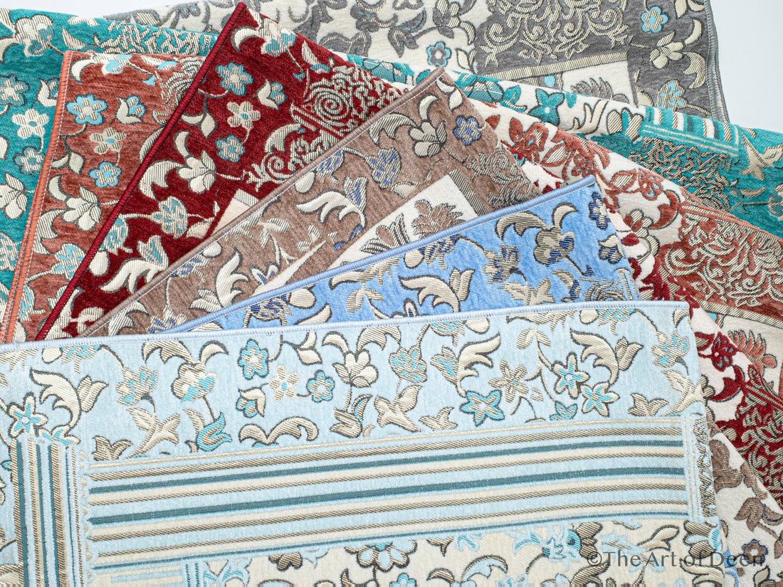 Rauda Premium Heavy Prayer Mat | High - Density Floral Sejadah | Ultra - Soft Velvet Feel - The Art of Deen