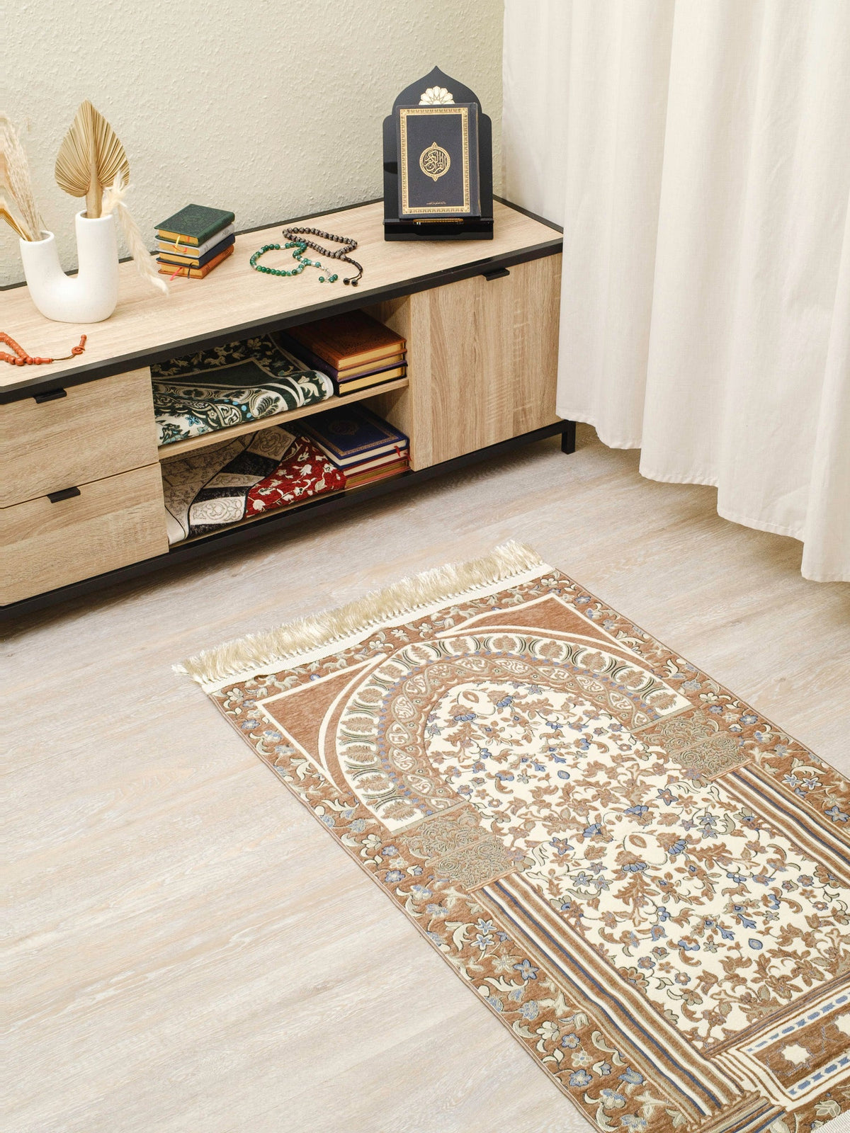 Rauda Premium Heavy Prayer Mat | High - Density Floral Sejadah | Ultra - Soft Velvet Feel - The Art of Deen