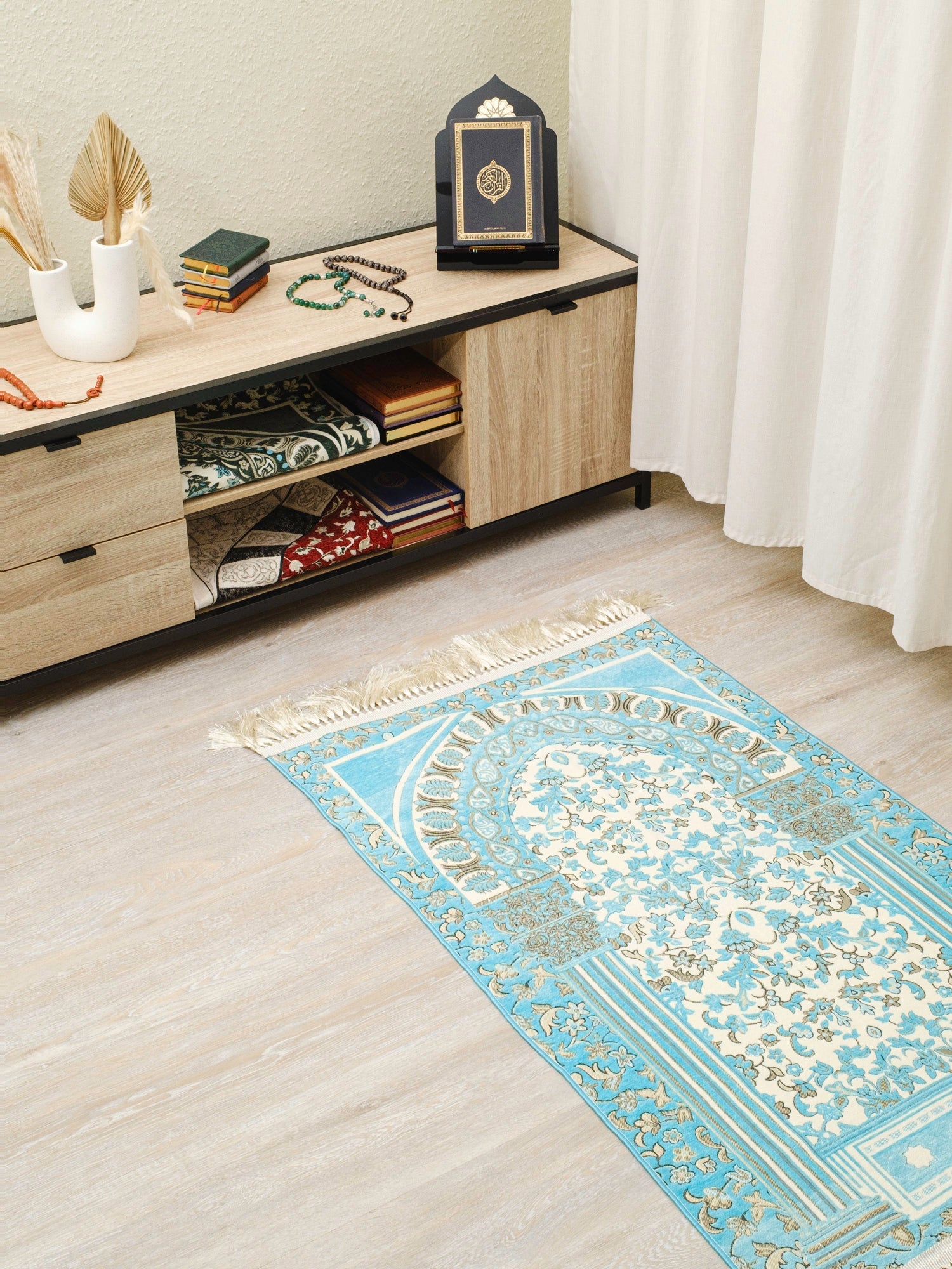 Rauda Premium Heavy Prayer Mat | High - Density Floral Sejadah | Ultra - Soft Velvet Feel - The Art of Deen