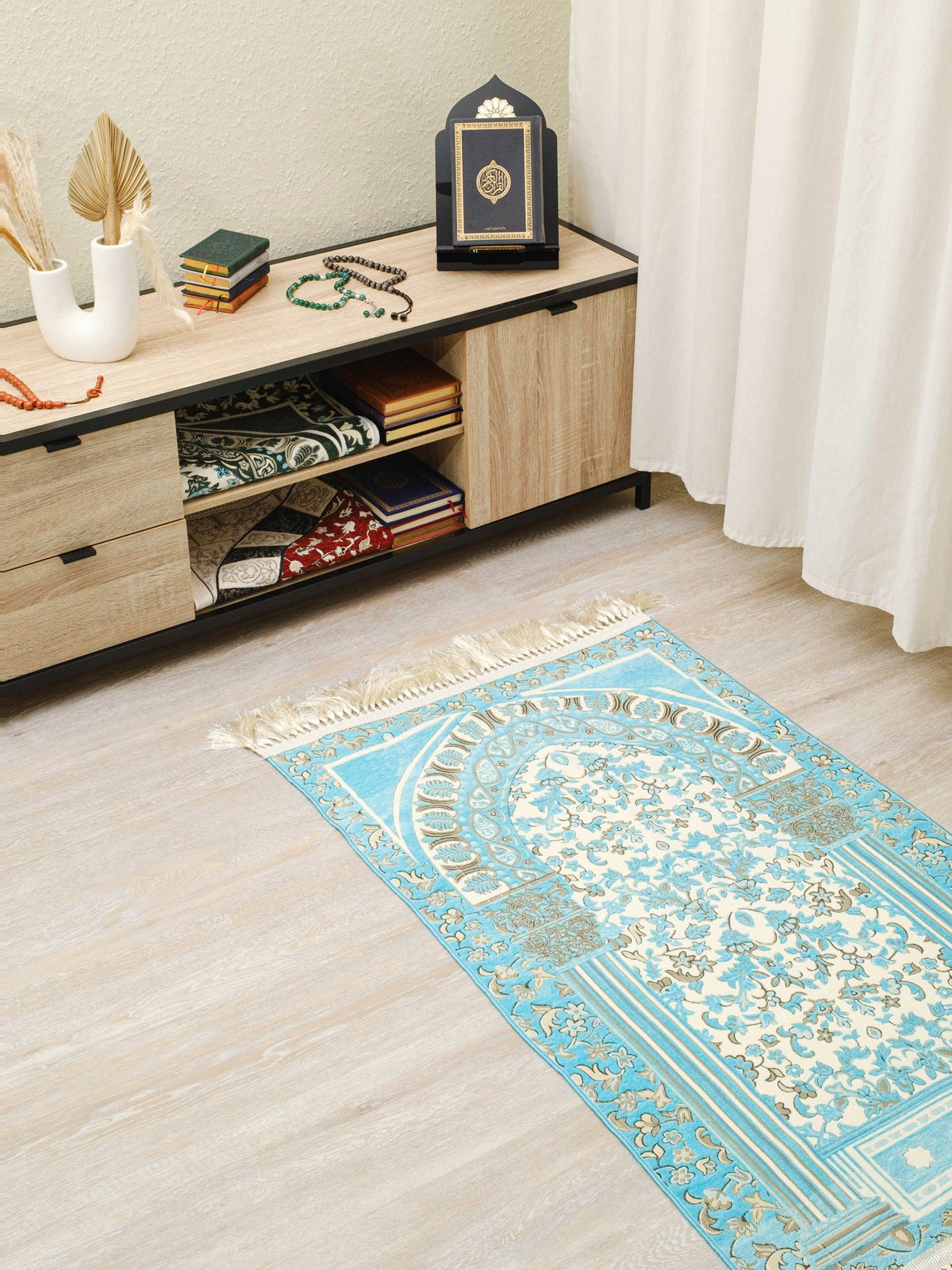 Rauda Premium Heavy Prayer Mat | High - Density Floral Sejadah | Ultra - Soft Velvet Feel - The Art of Deen