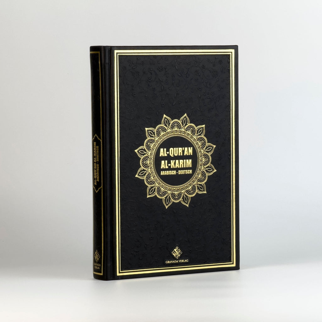 Schwarz Quran Deutsch Arabisch – Extra Dicke Bubenheim Edition, QR - Code, Frank Bubenheim | Hardcover, Goldschnitt & Prägung - The Art of Deen