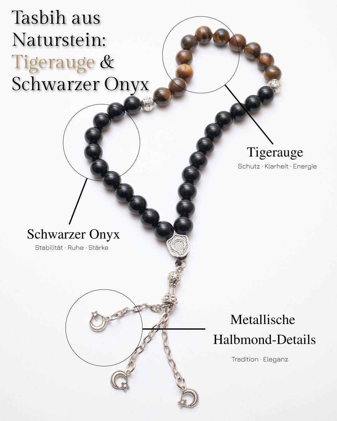 Tiger Eye Tasbih – 33 Beads | Natural Stone • Premium Dhikr Prayer Beads - The Art of Deen