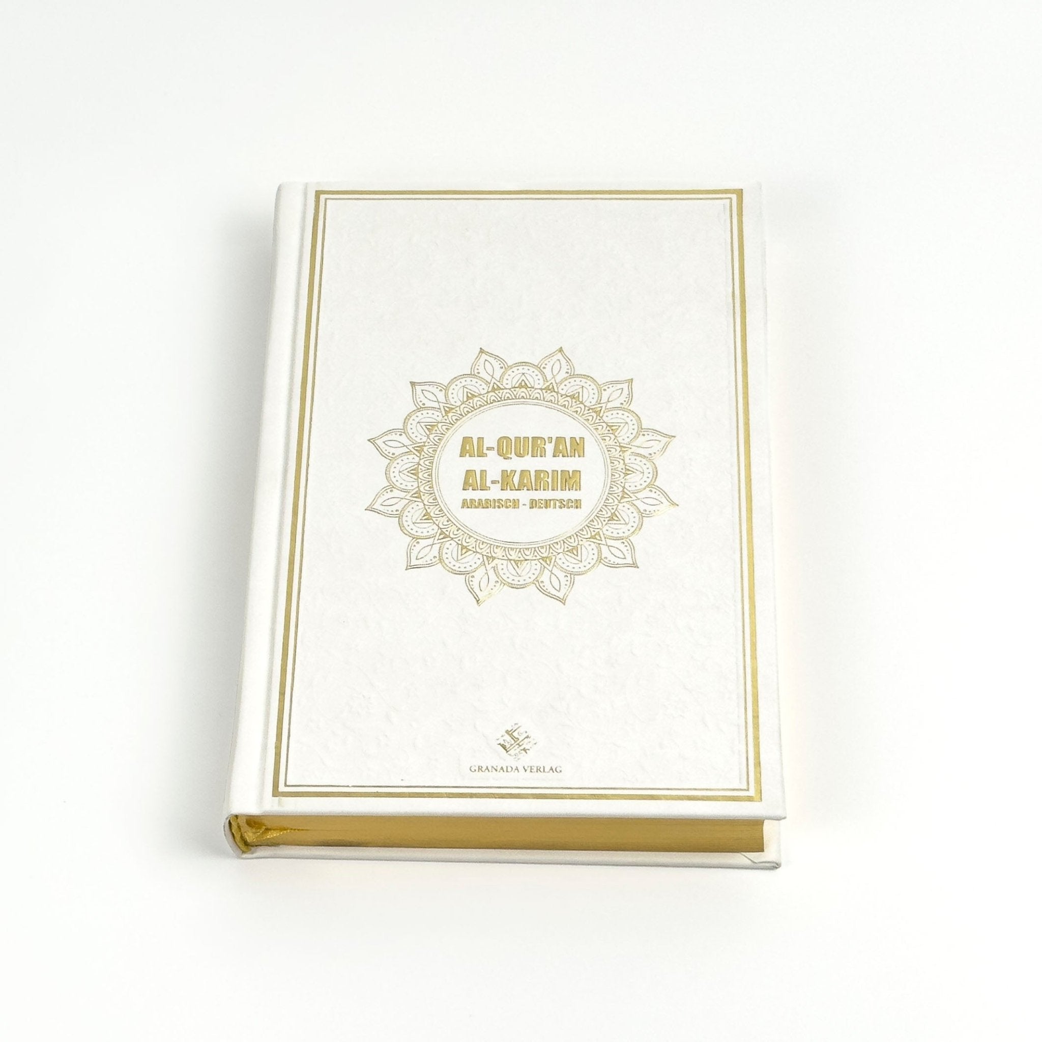 Weiß Quran Deutsch Arabisch – Extra Dicke Bubenheim Edition, QR - Code, Frank Bubenheim | Hardcover, Goldschnitt & Prägung - The Art of Deen